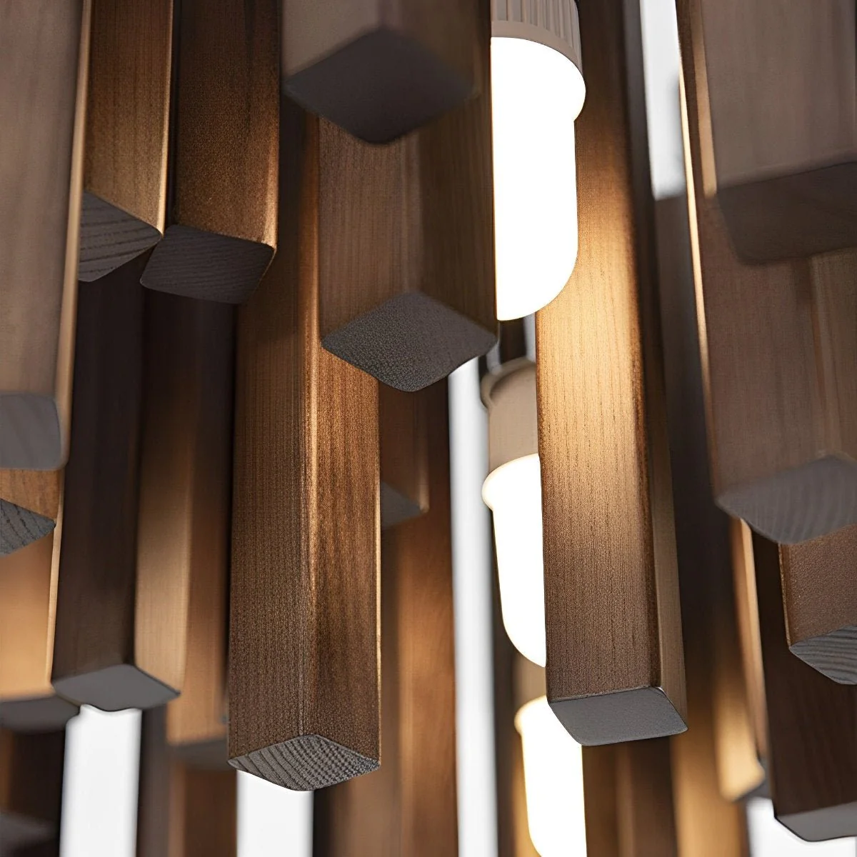 Flyachilles Modern Minimalist Wood Firewood Stick Chandelier Light - Image 10