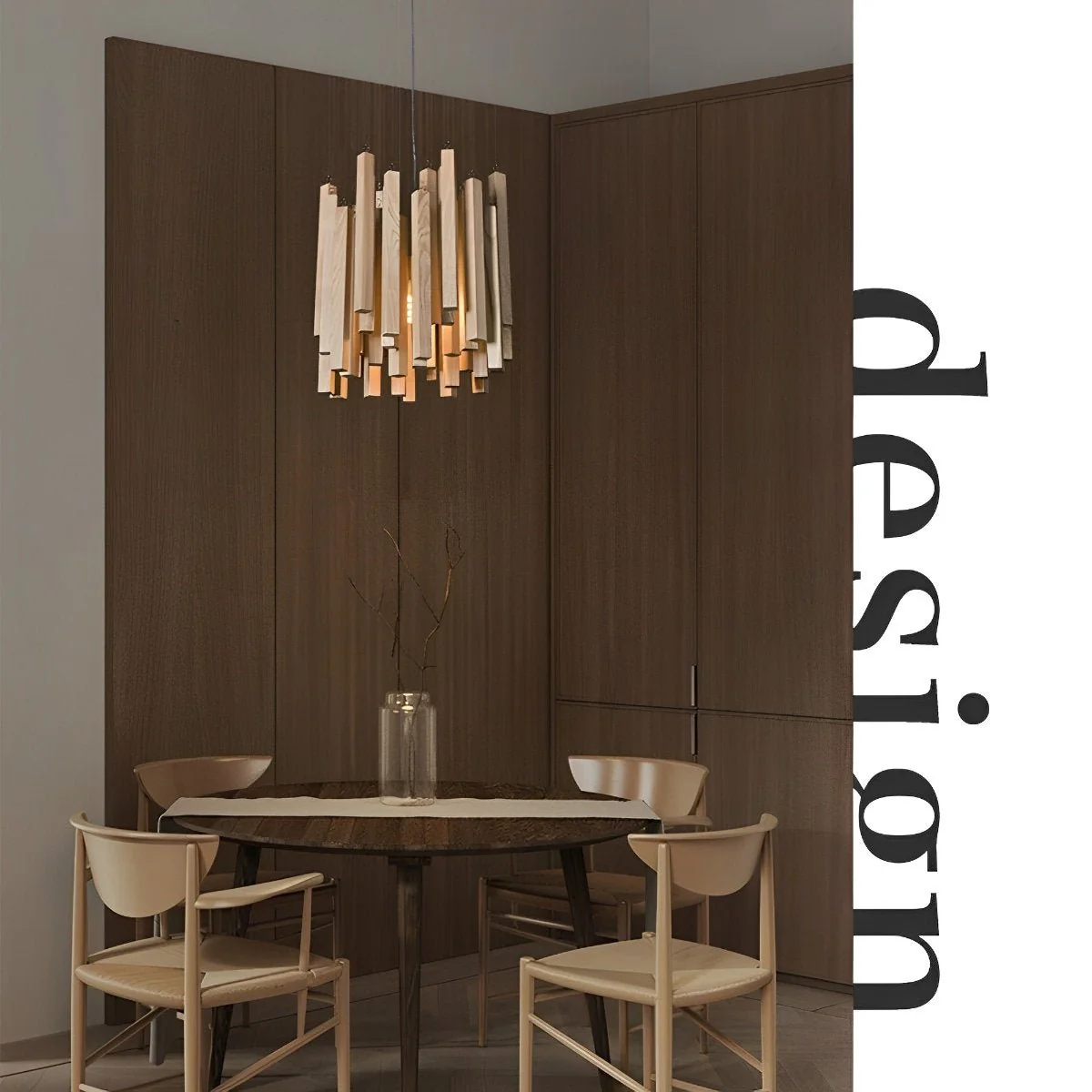 Flyachilles Modern Minimalist Wood Firewood Stick Chandelier Light - Image 11
