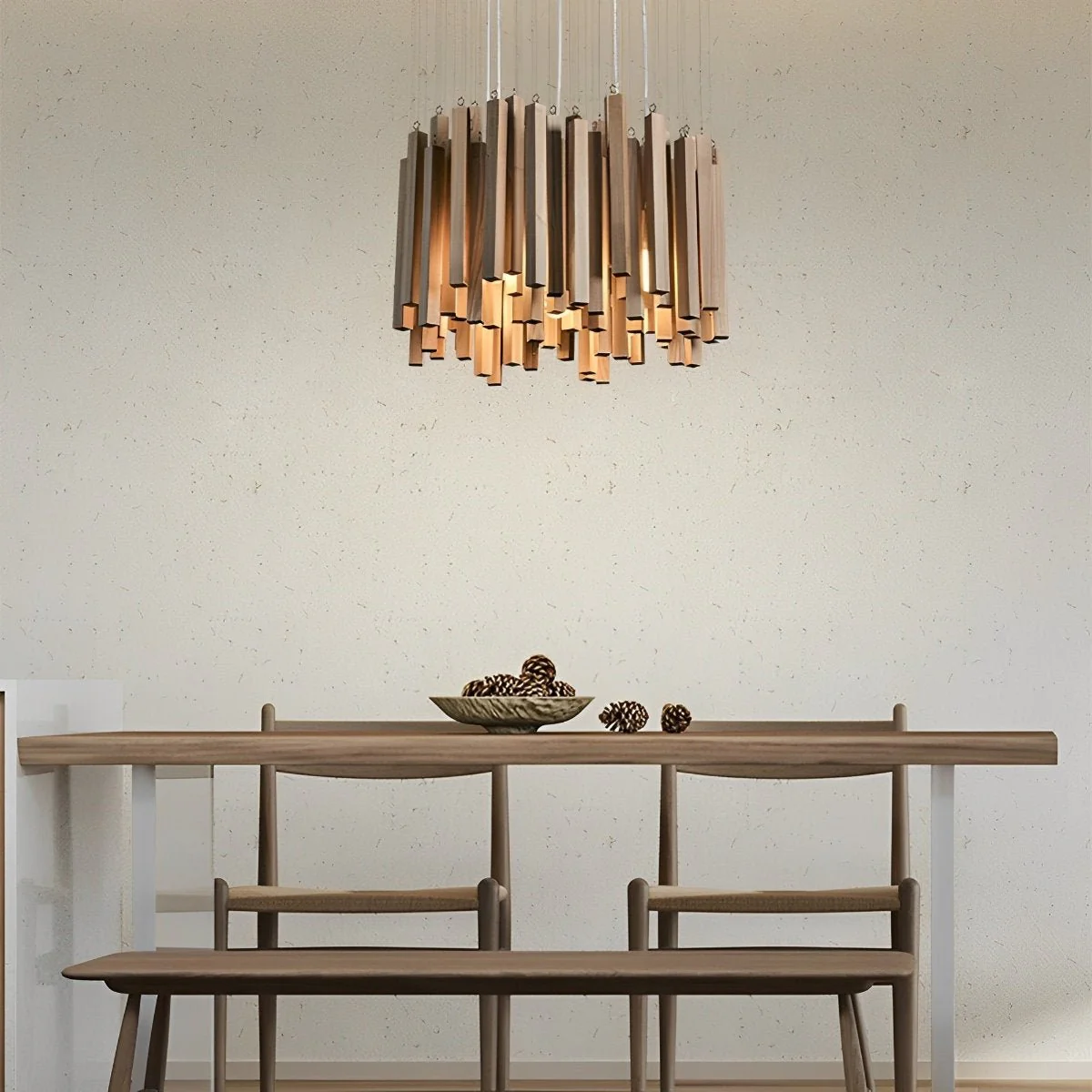 Flyachilles Modern Minimalist Wood Firewood Stick Chandelier Light - Image 13