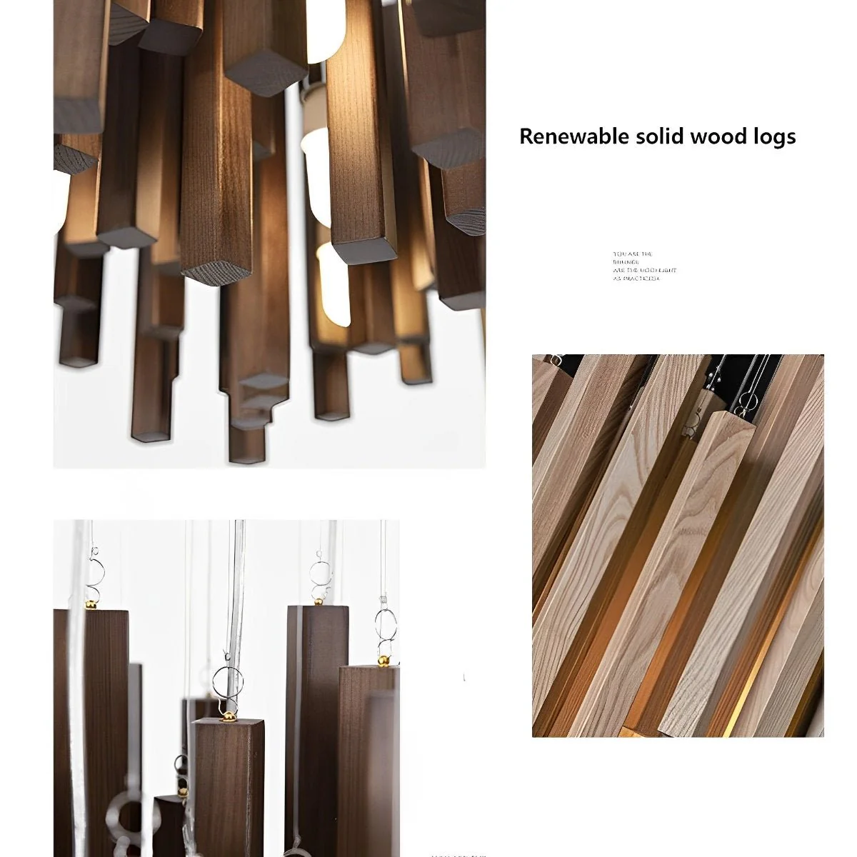 Flyachilles Modern Minimalist Wood Firewood Stick Chandelier Light - Image 14