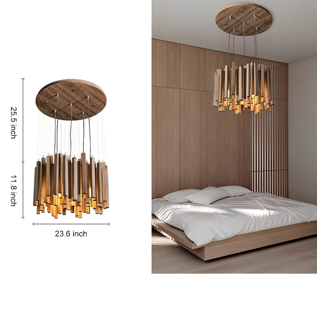 Flyachilles Modern Minimalist Wood Firewood Stick Chandelier Light - Image 20