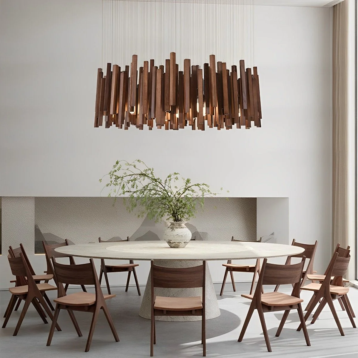 Flyachilles Modern Minimalist Wood Firewood Stick Chandelier Light - Image 4