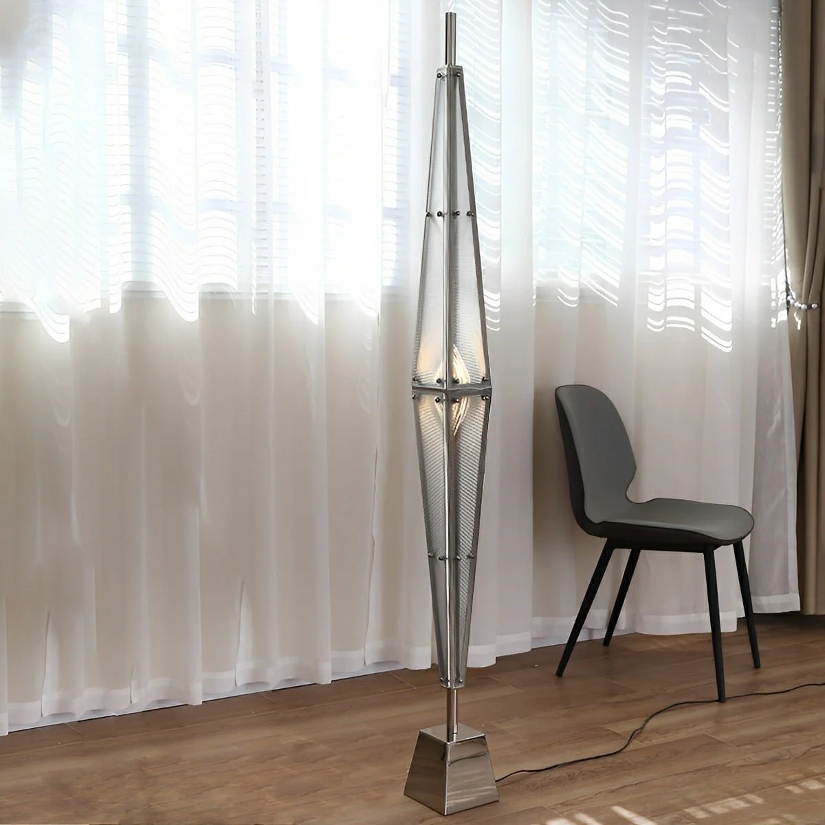 Modern Minimalist Diamond-Shaped Dimmable LED Floor Lamp - Image 2