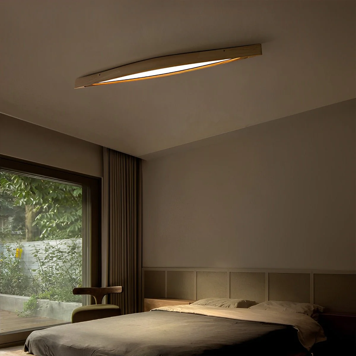 Modern Minimalist Diamond-Shaped Wood LED Long Strip Ceiling Light - Image 2