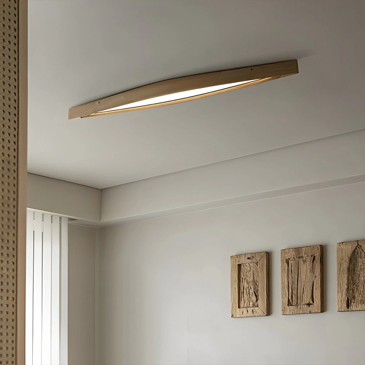Modern Minimalist Diamond-Shaped Wood LED Long Strip Ceiling Light - Image 3