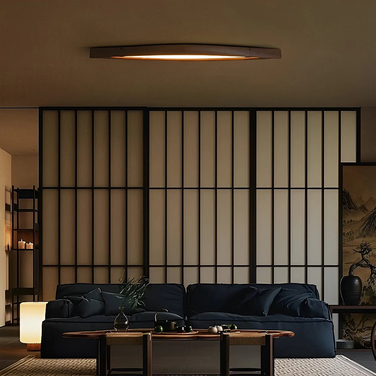 Modern Minimalist Diamond-Shaped Wood LED Long Strip Ceiling Light - Image 5