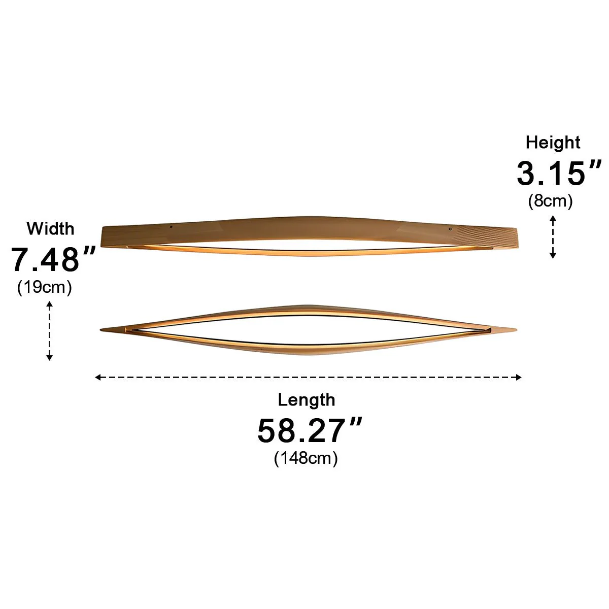 Modern Minimalist Diamond-Shaped Wood LED Long Strip Ceiling Light - Image 8
