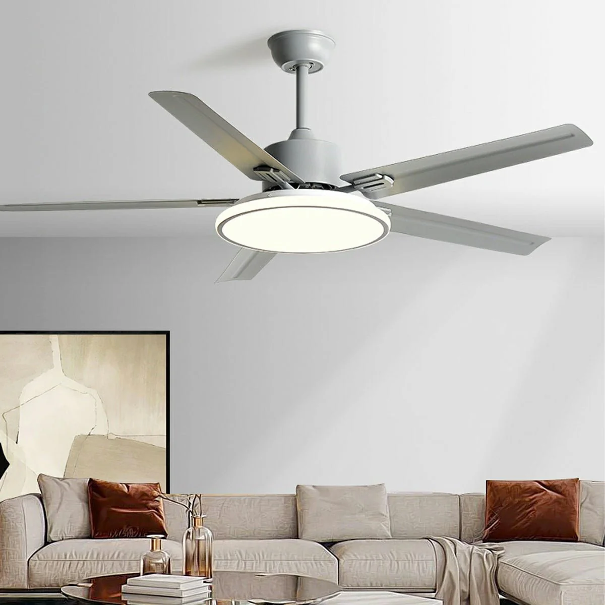 Modern Minimalist DC Motor 6-Speed Reverse Stainless Steel Ceiling Fan - Image 3