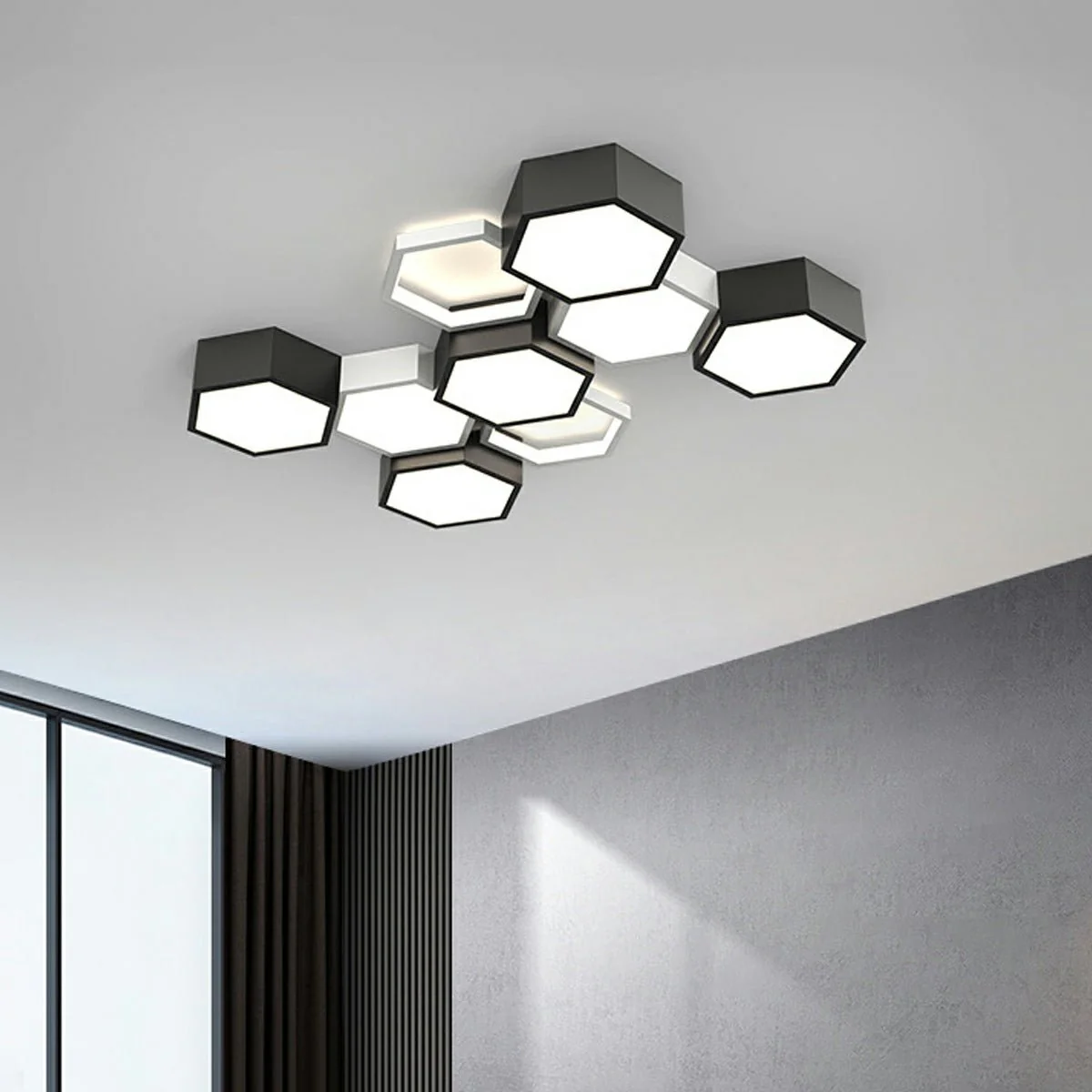Modern Minimalist Geometric Hexagon LED Indoor Ceiling Light - Image 4