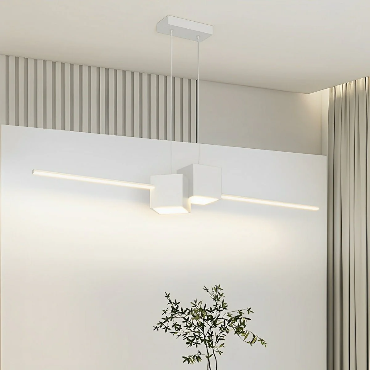 Modern Minimalist Geometric LED Long Strip Indoor Pendant Lights - Image 2