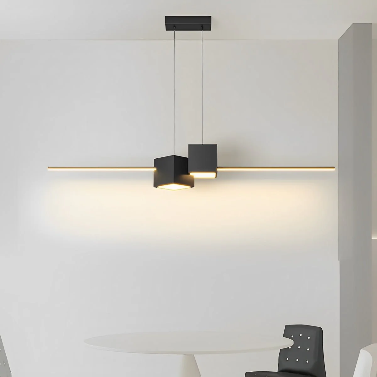 Modern Minimalist Geometric LED Long Strip Indoor Pendant Lights - Image 3