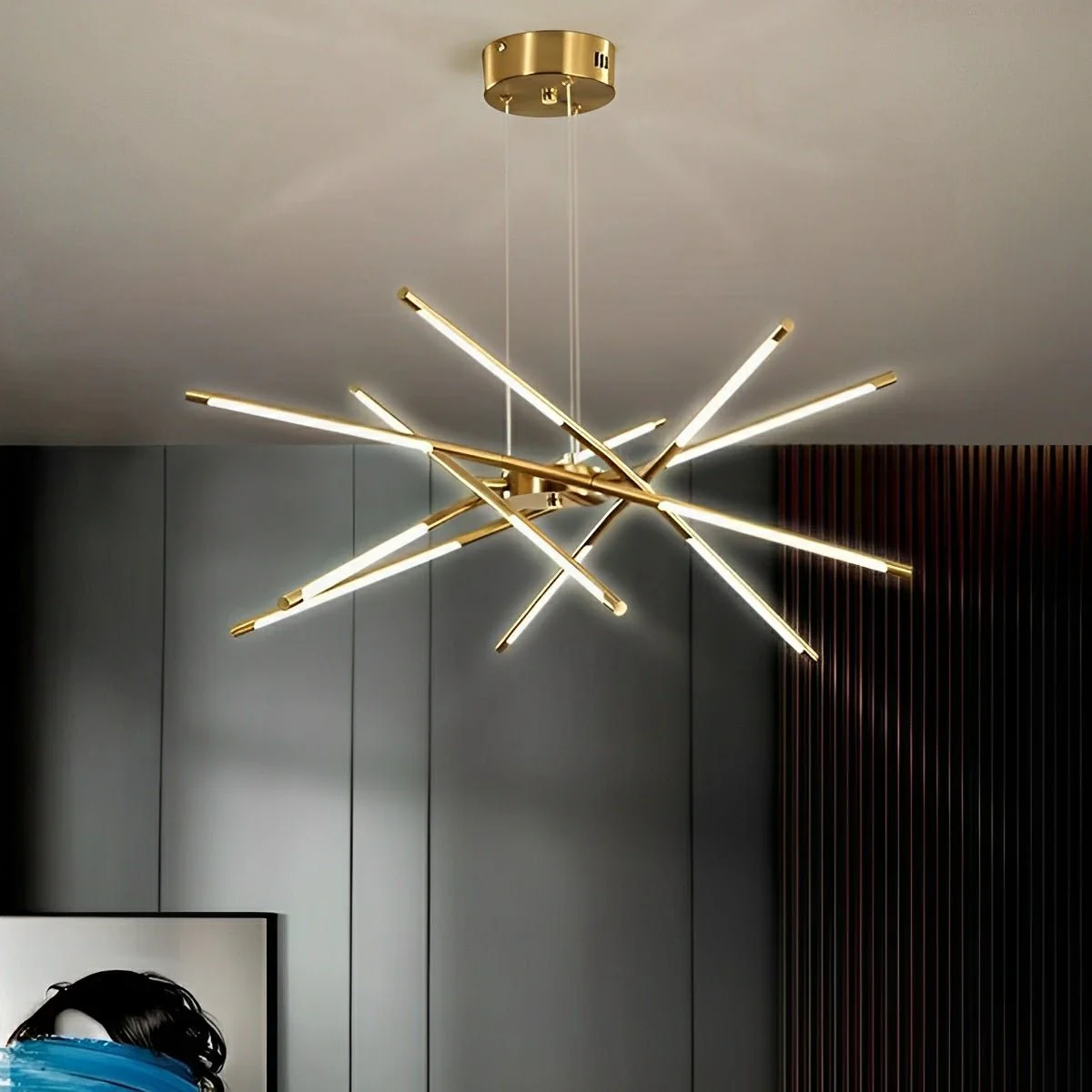 Modern Minimalist Geometric LED Long Strip Indoor Pendant Lights - Image 3