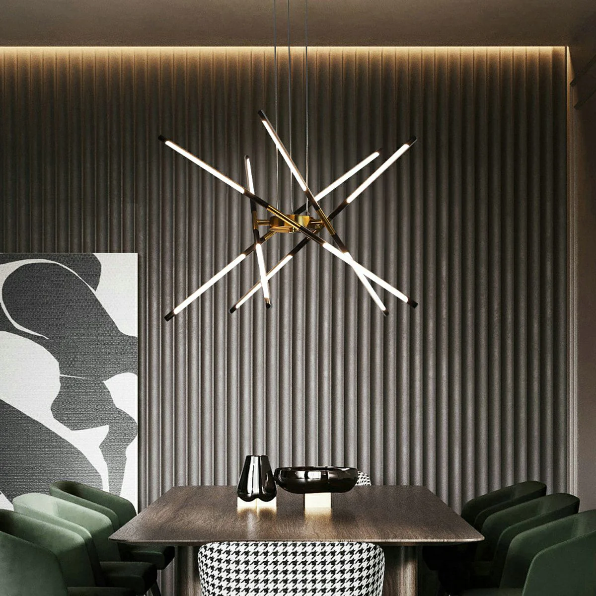 Modern Minimalist Geometric LED Long Strip Indoor Pendant Lights - Image 5