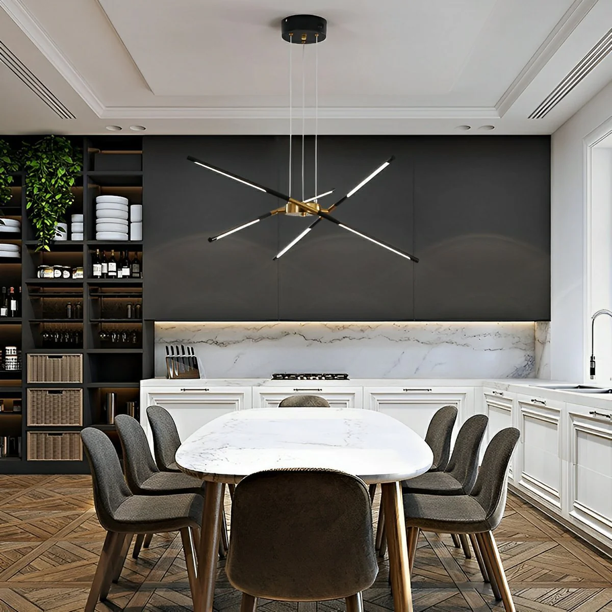 Modern Minimalist Geometric LED Long Strip Indoor Pendant Lights - Image 6