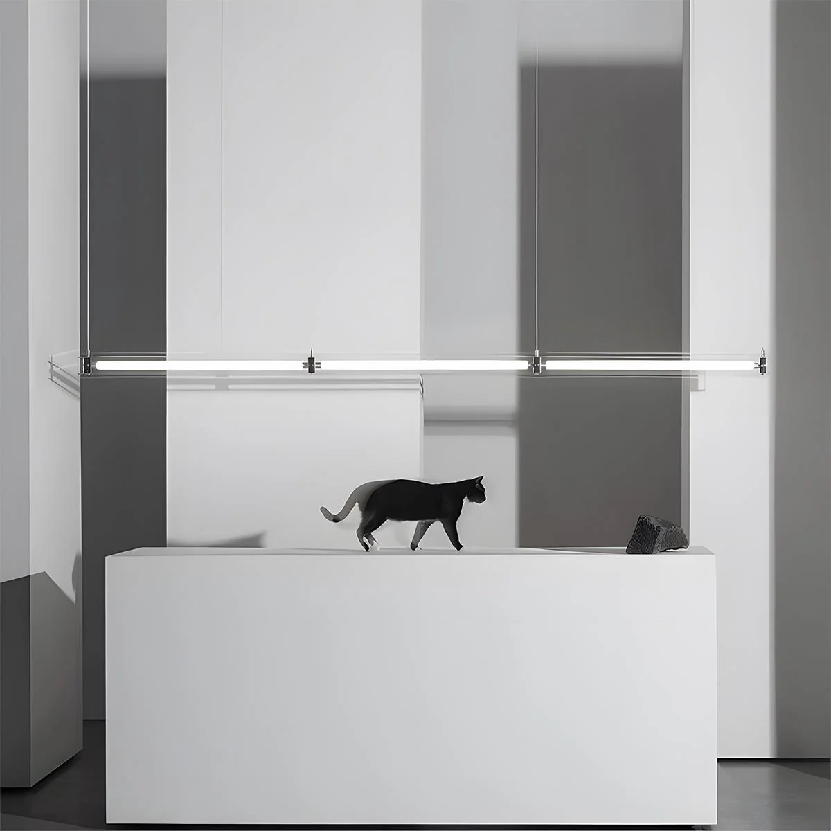 Modern Minimalist Glass LED Frame Light Strip Pendant Lights - Image 3