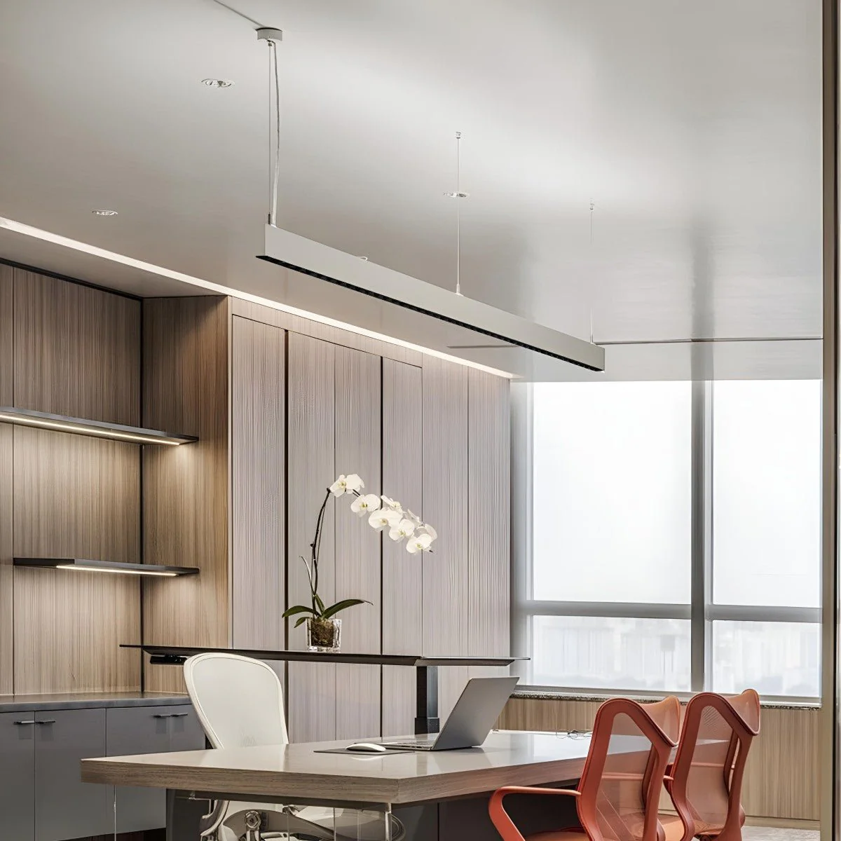 Modern Minimalist Grille LED Long Strip Pendant Lights - Image 2