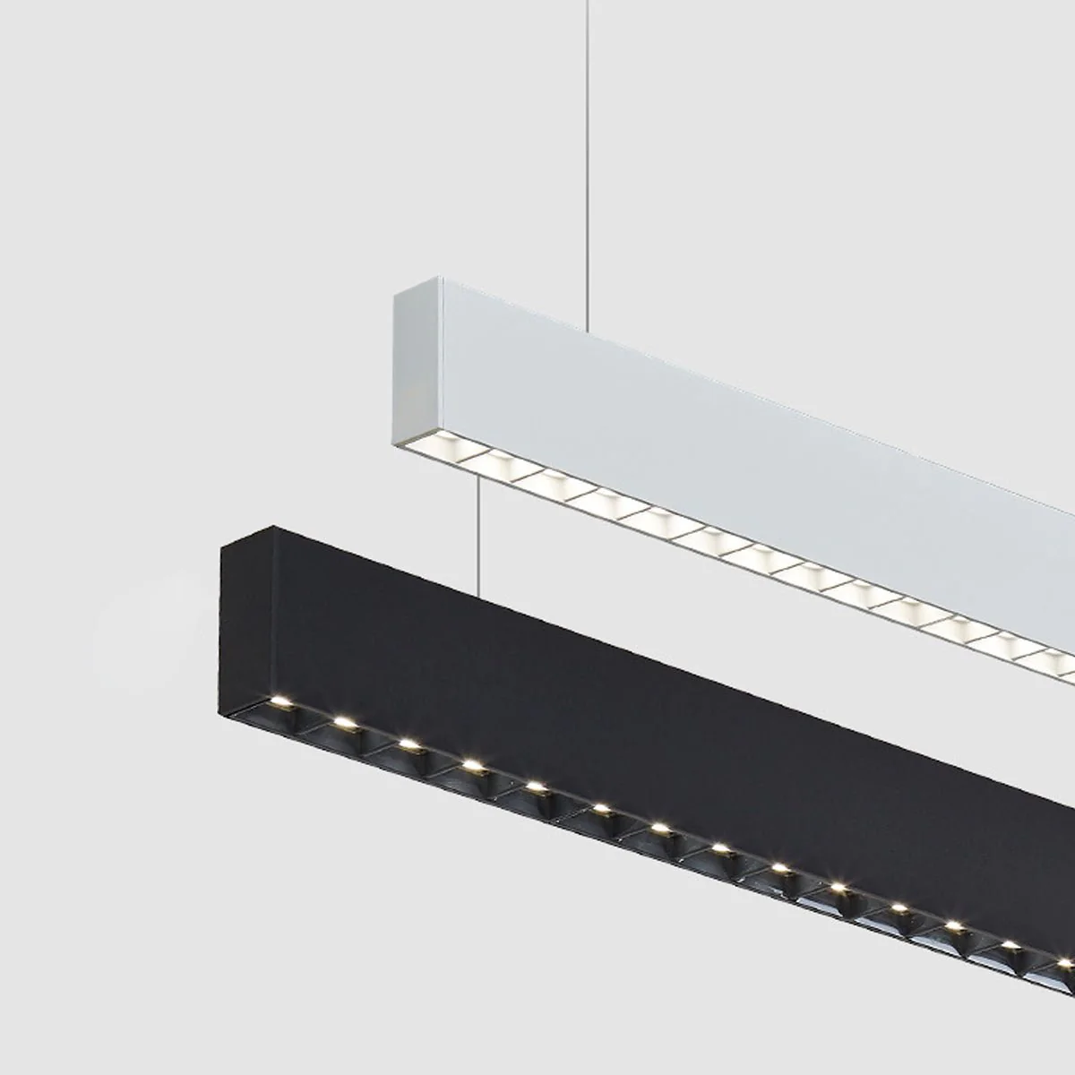 Modern Minimalist Grille LED Long Strip Pendant Lights - Image 8