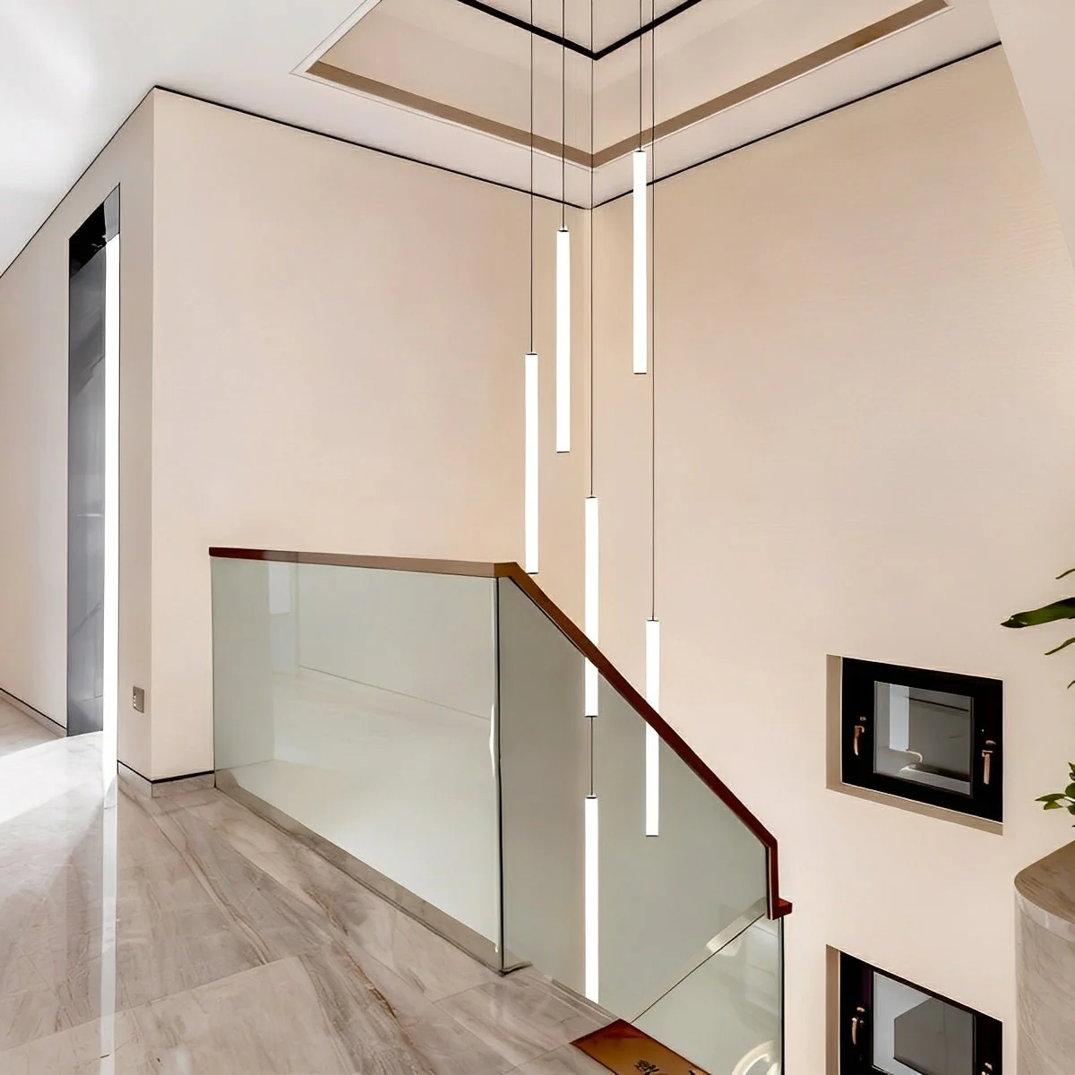 Modern Minimalist Long Strip LED Stairs Pendant Lights - Image 12