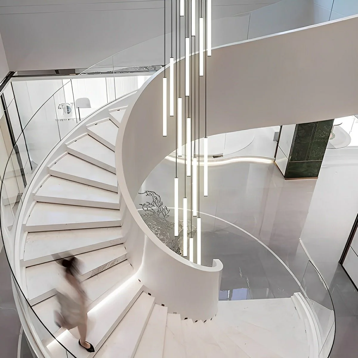 Modern Minimalist Long Strip LED Stairs Pendant Lights - Image 9