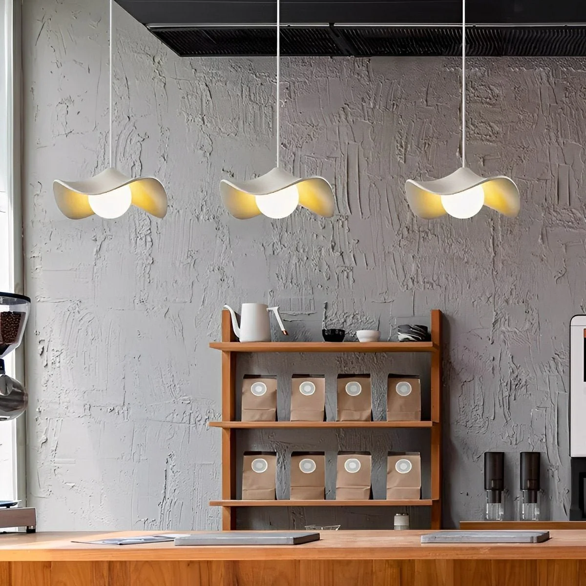 Modern Minimalist Lotus Leaf Concrete LED Pendant Lights - Image 2