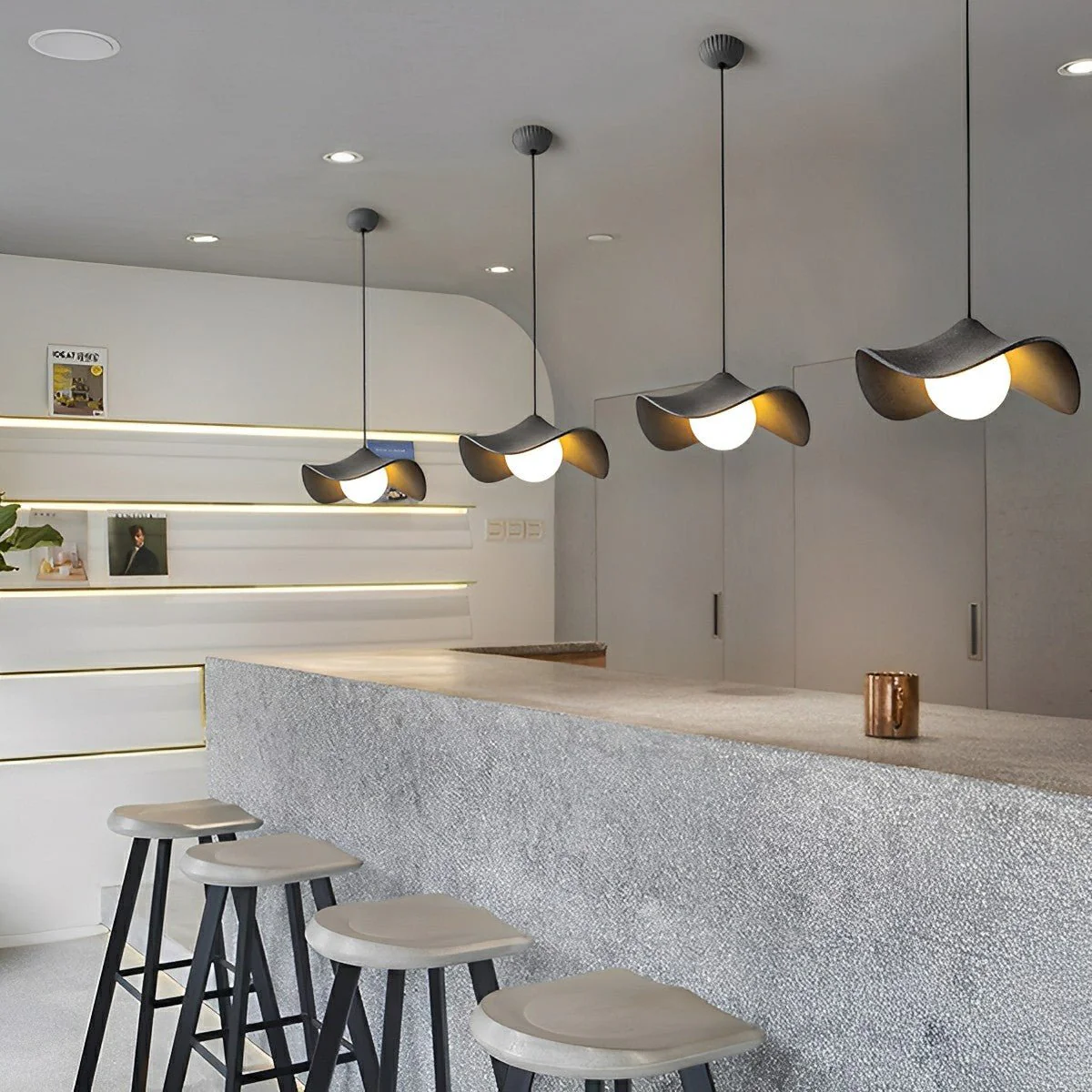 Modern Minimalist Lotus Leaf Concrete LED Pendant Lights - Image 4