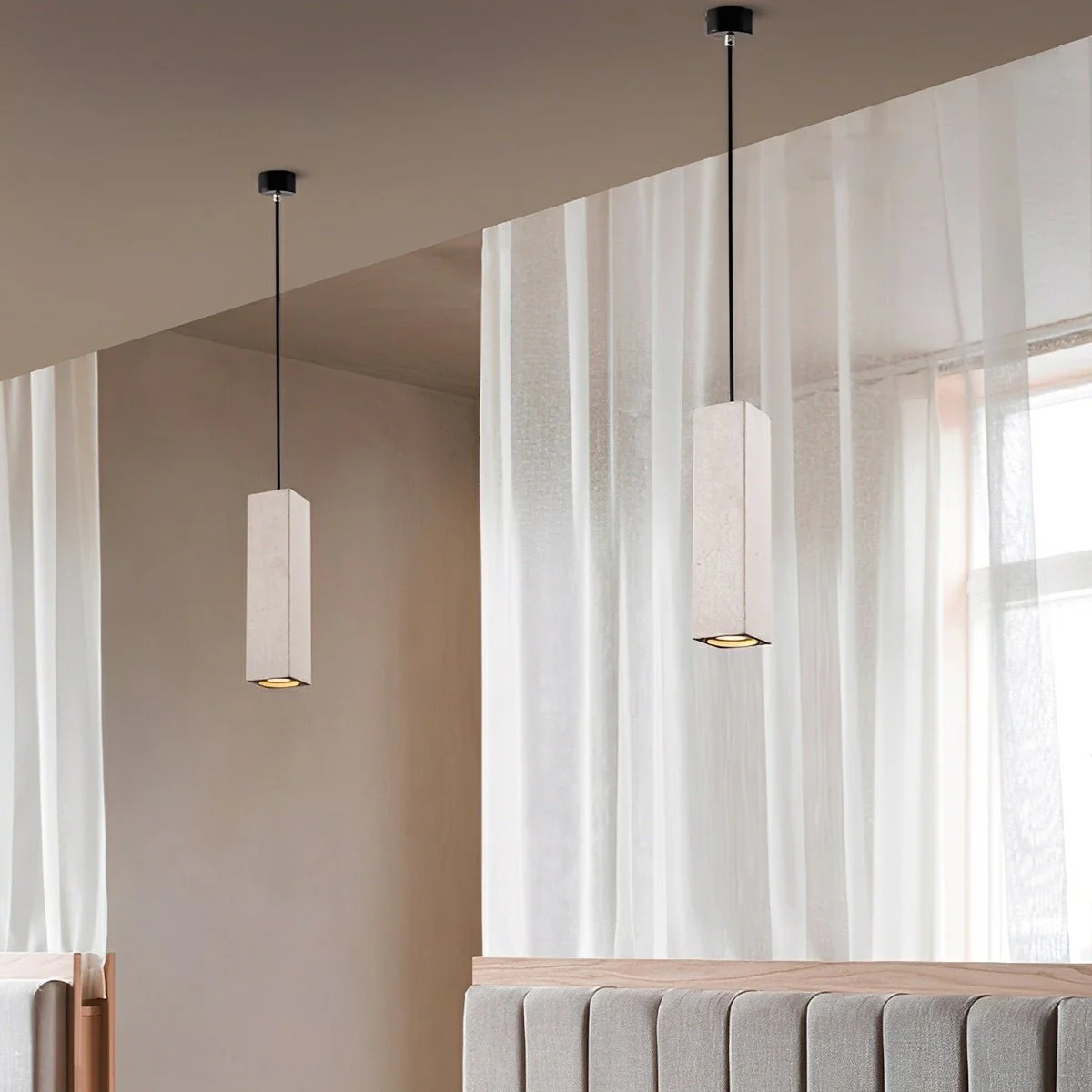 Modern Minimalist Square Concrete LED Pendant Lights - Image 3