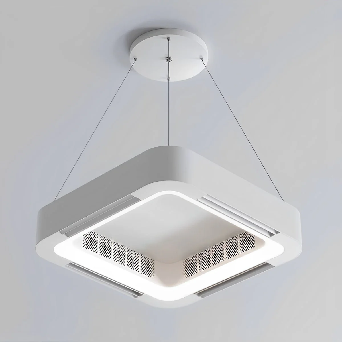 Modern Minimalist Square Mainless Lighting LED Indoor Pendant Fan Lights - Image 5