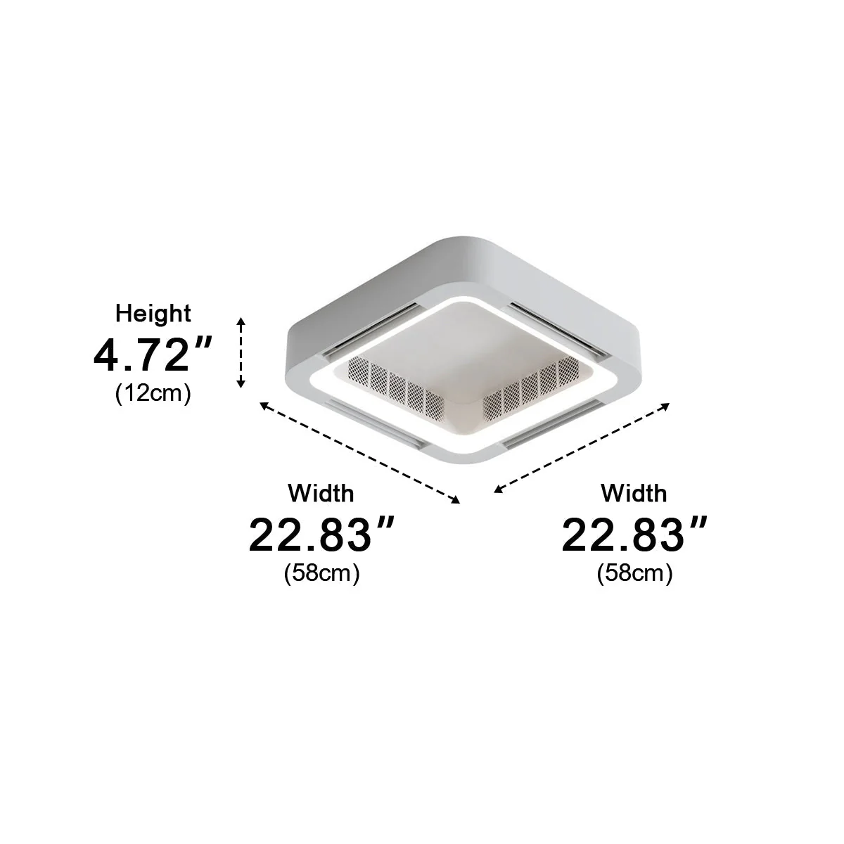Modern Minimalist Square Mainless Lighting LED Indoor Pendant Fan Lights - Image 9