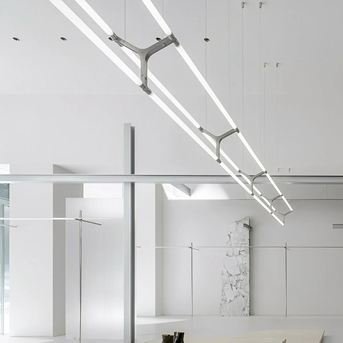 Modern Minimalist Three Forks Long Strip LED Pendant Lights - Image 4