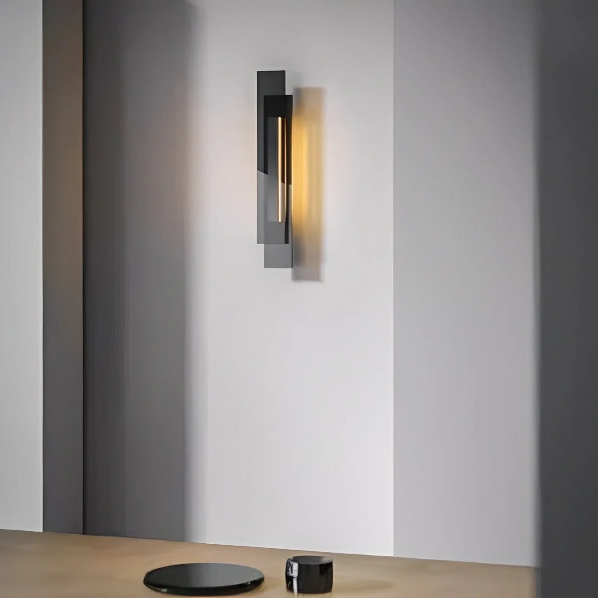 Modern Minimalist Tiered Glass LED Wall Sconce - Image 2