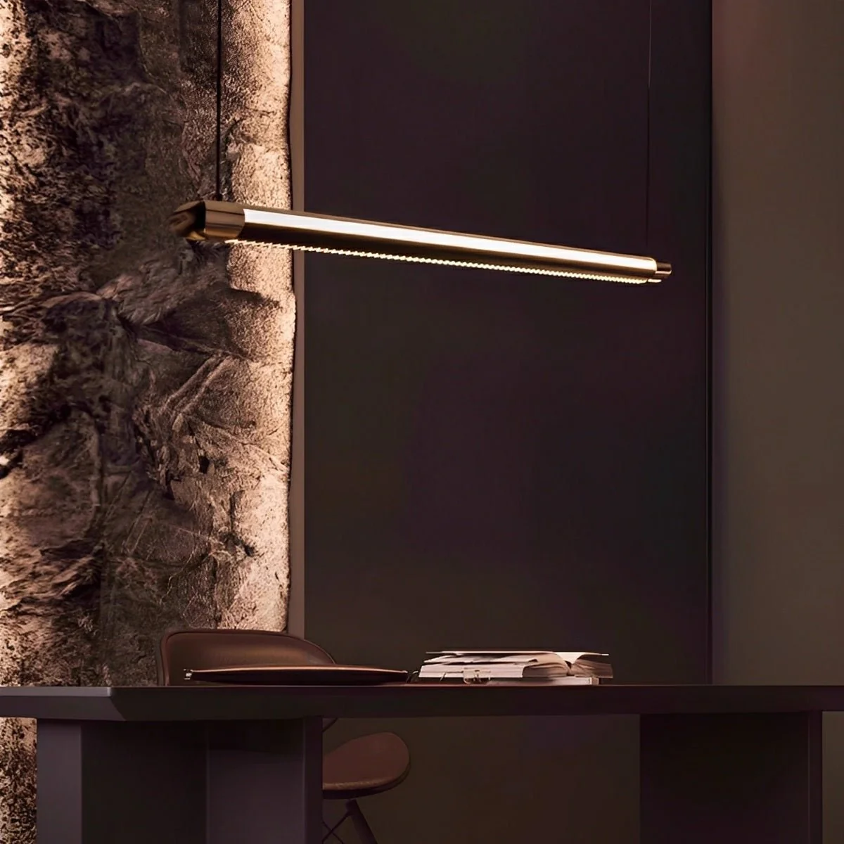 Modern Minimalist Up&Down Dimmable Long Strip LED Pendant Lights - Image 4