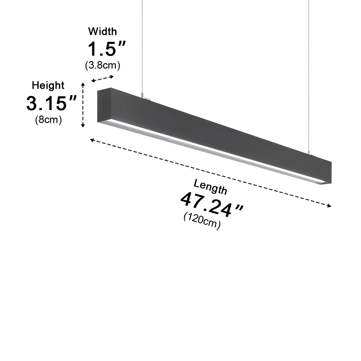Modern Minimalist Up&Down Linear LED Strip Office Ceiling Pendant Lights - Image 15