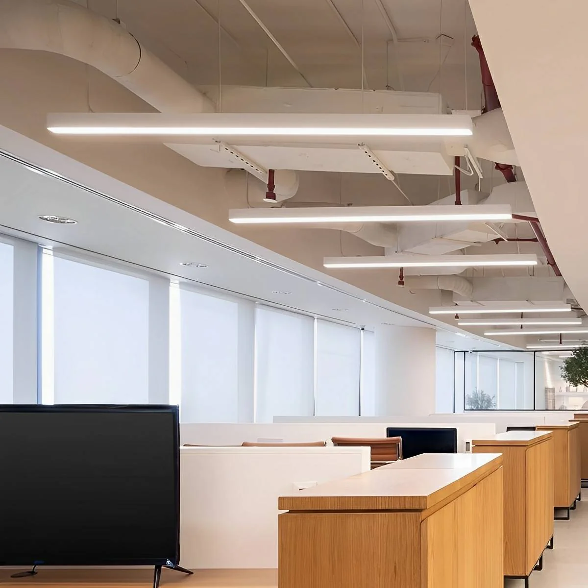 Modern Minimalist Up&Down Linear LED Strip Office Ceiling Pendant Lights - Image 5