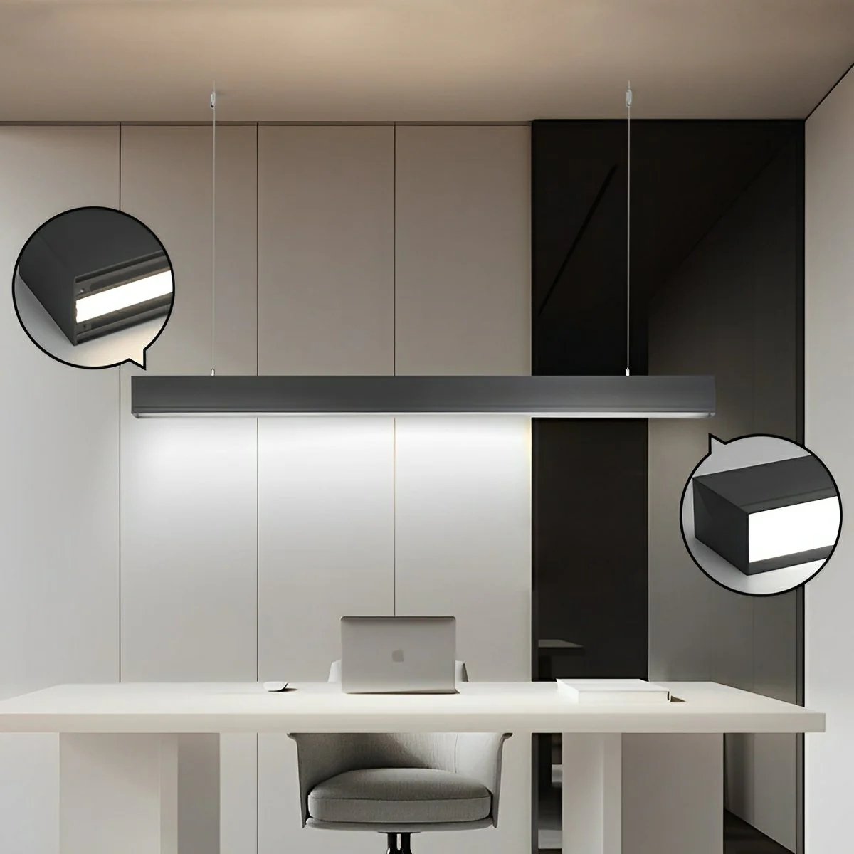 Modern Minimalist Up&Down Linear LED Strip Office Ceiling Pendant Lights - Image 7