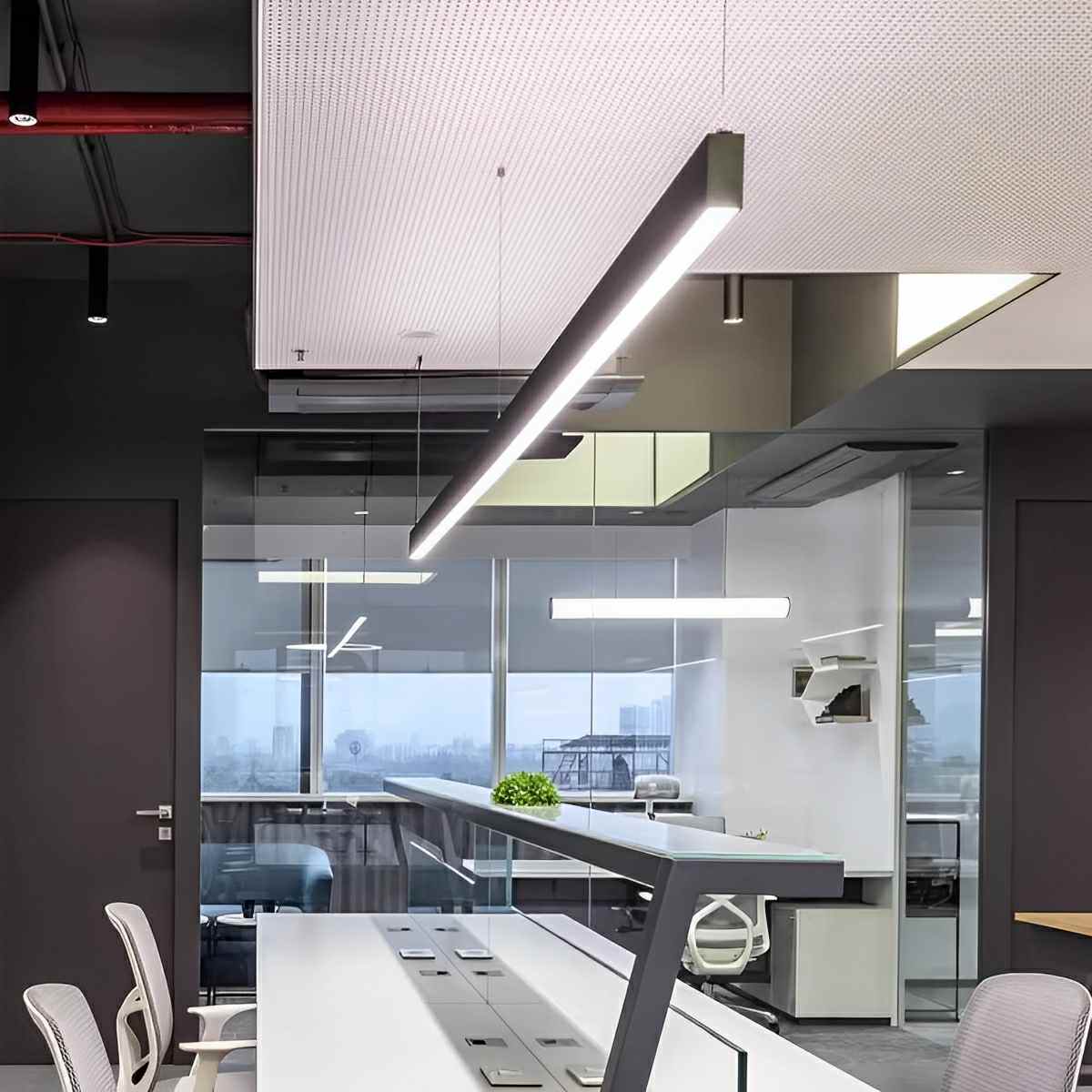 Modern Minimalist Up&Down Linear LED Strip Office Ceiling Pendant Lights - Image 8