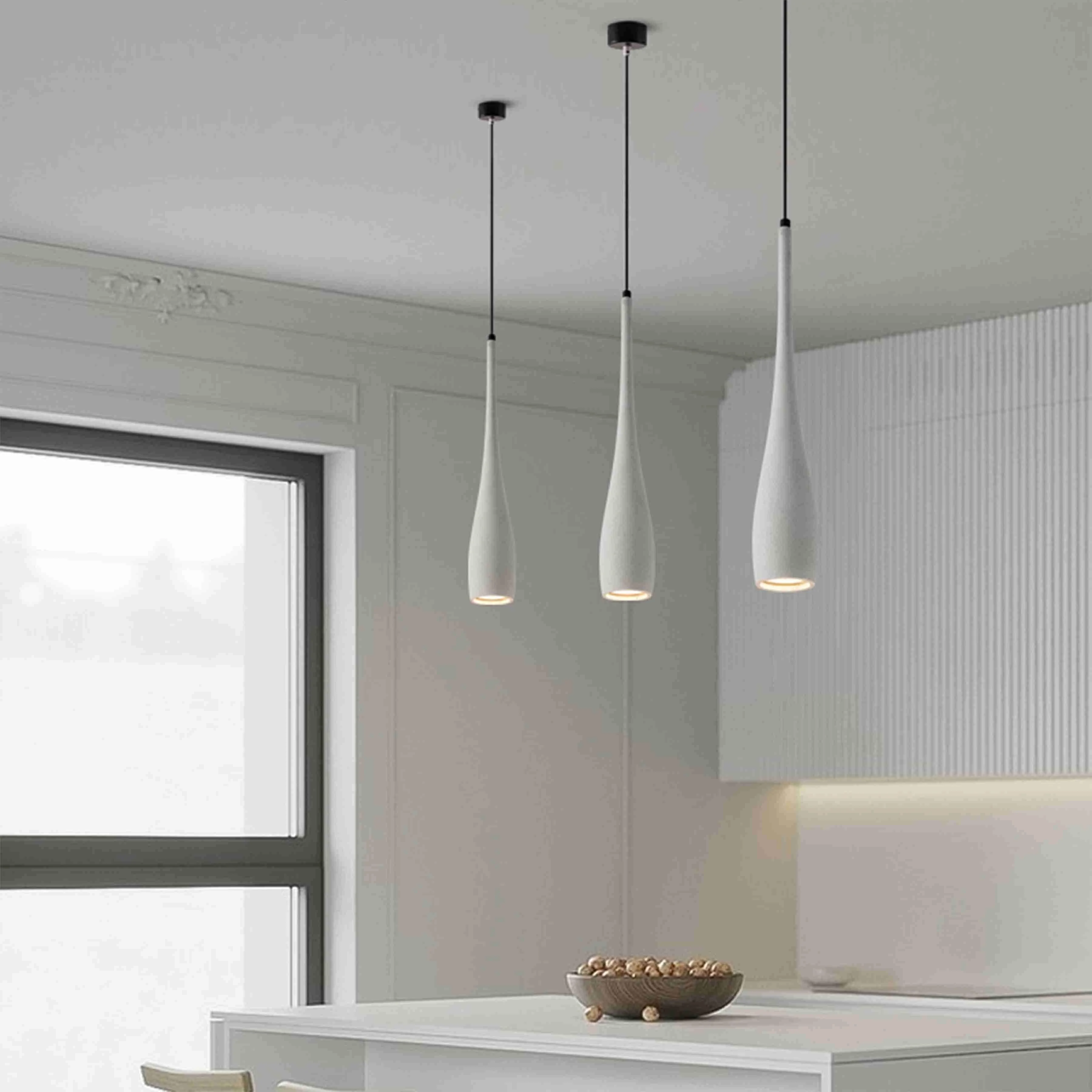 Modern Minimalist Water Drop Indoor Concrete LED Pendant Lights - Image 3