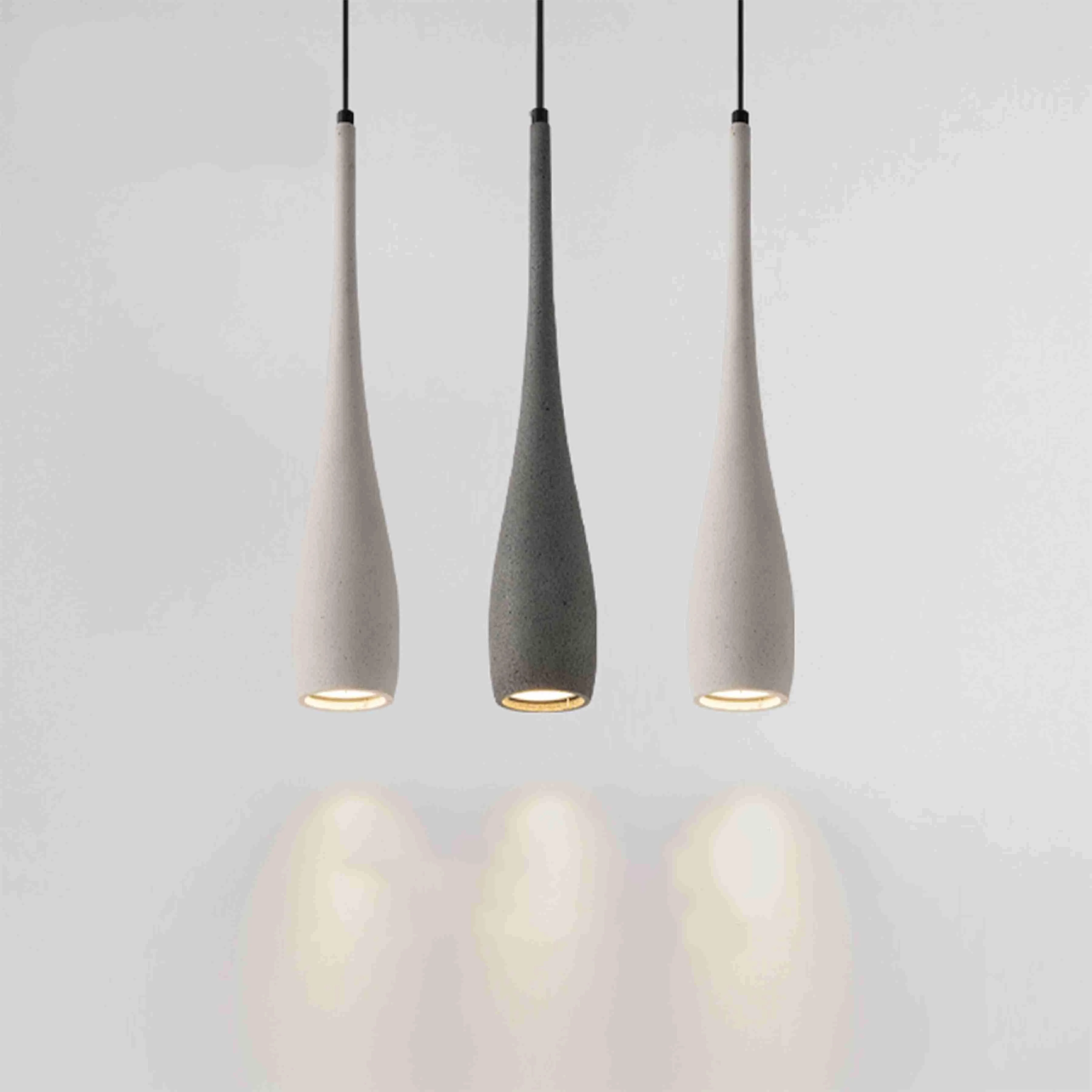 Modern Minimalist Water Drop Indoor Concrete LED Pendant Lights - Image 4