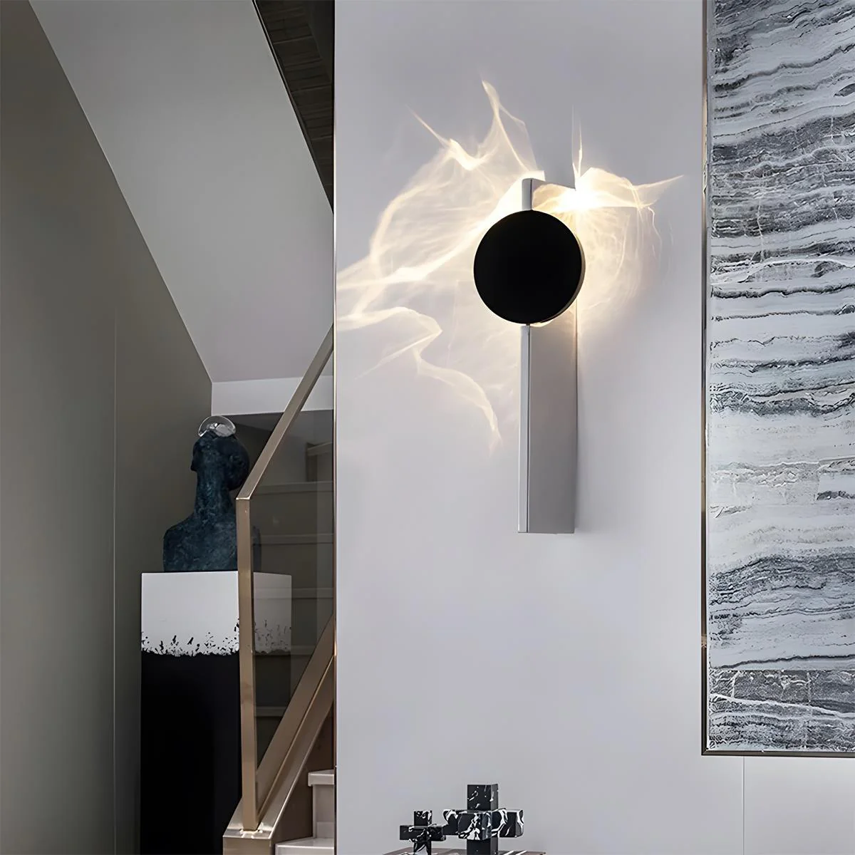 Modern Minimalist Water Waves Rotatable LED Wall Sconce - Image 5