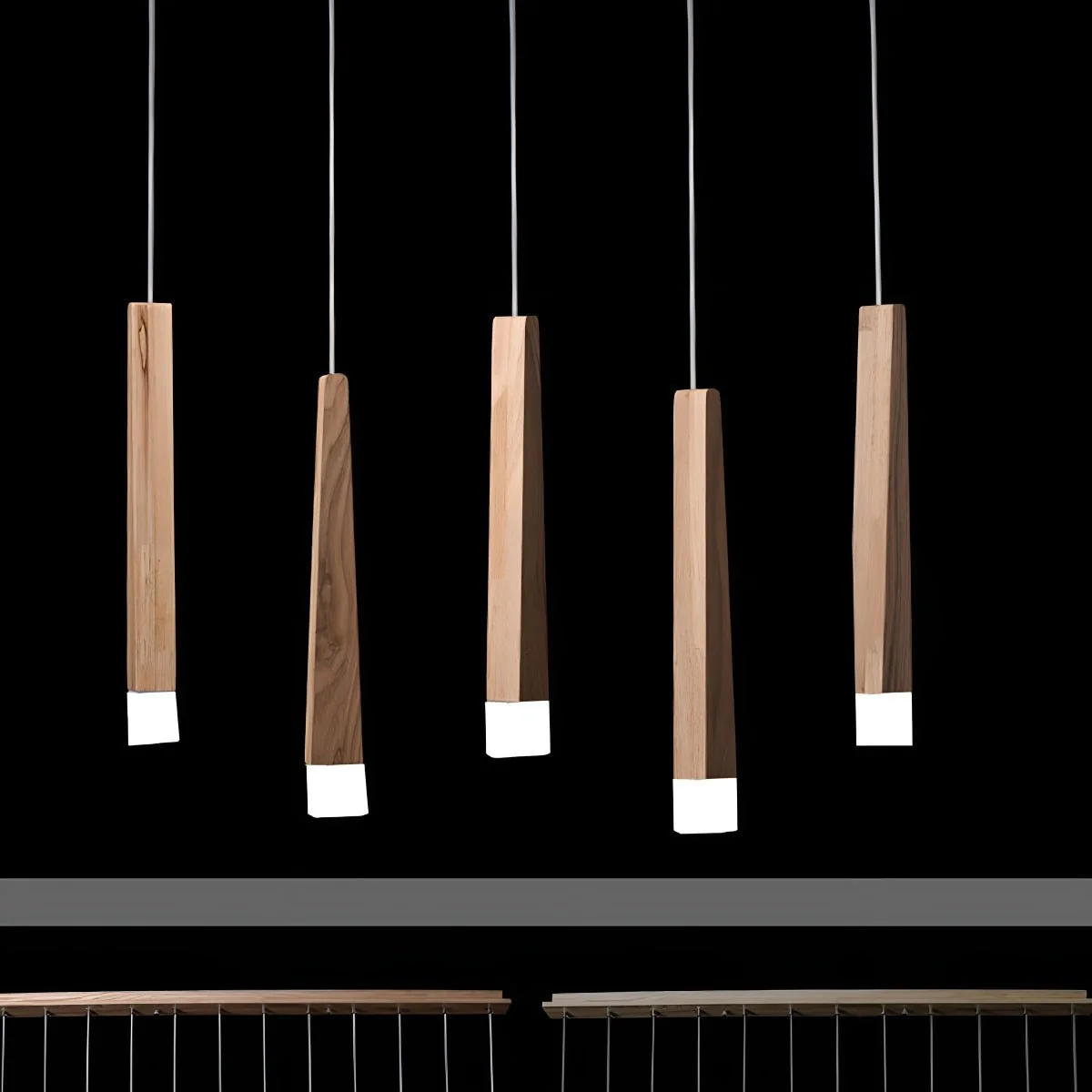 Modern Minimalist Wood Art Firewood Stick Pendant Lights - Image 13