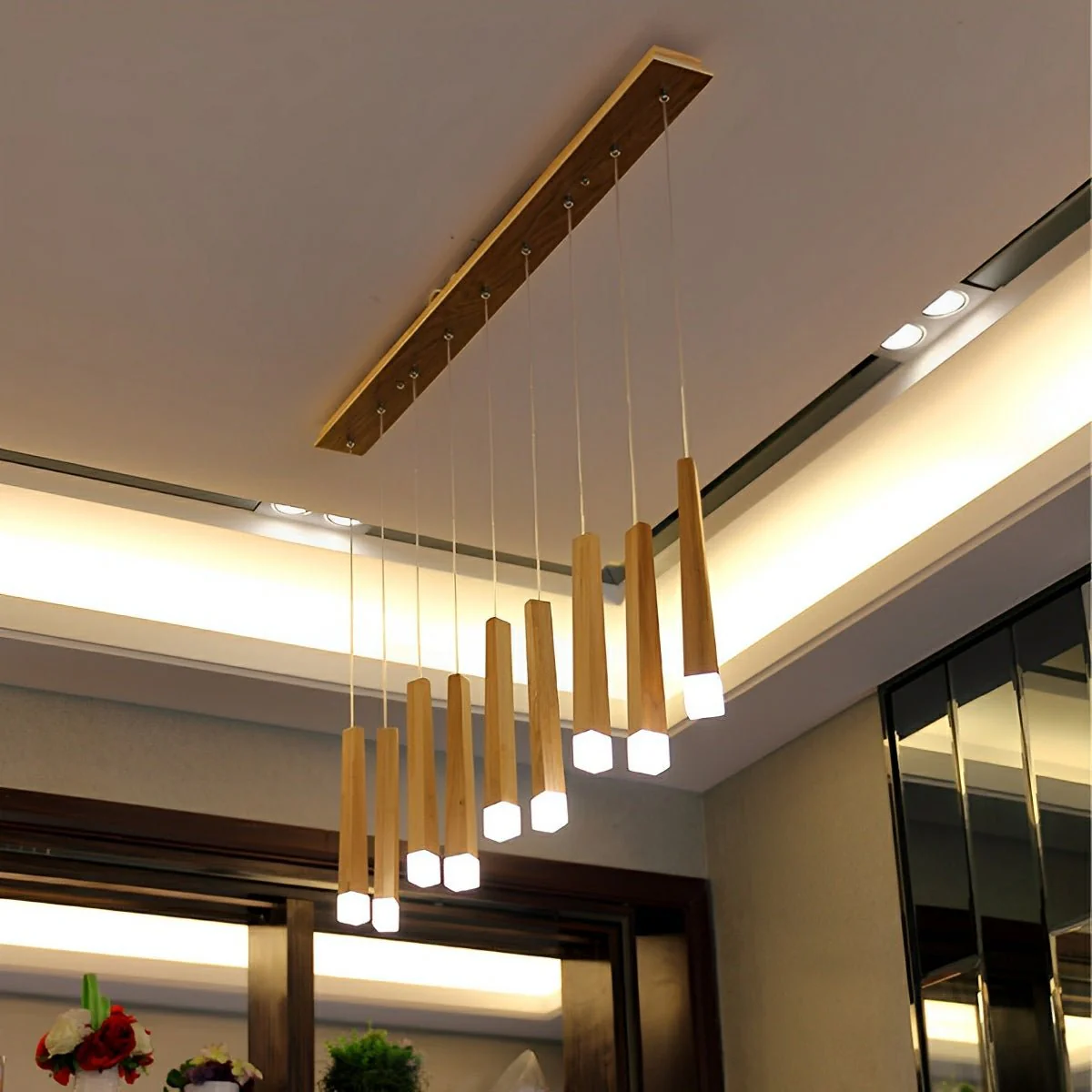 Modern Minimalist Wood Art Firewood Stick Pendant Lights - Image 5