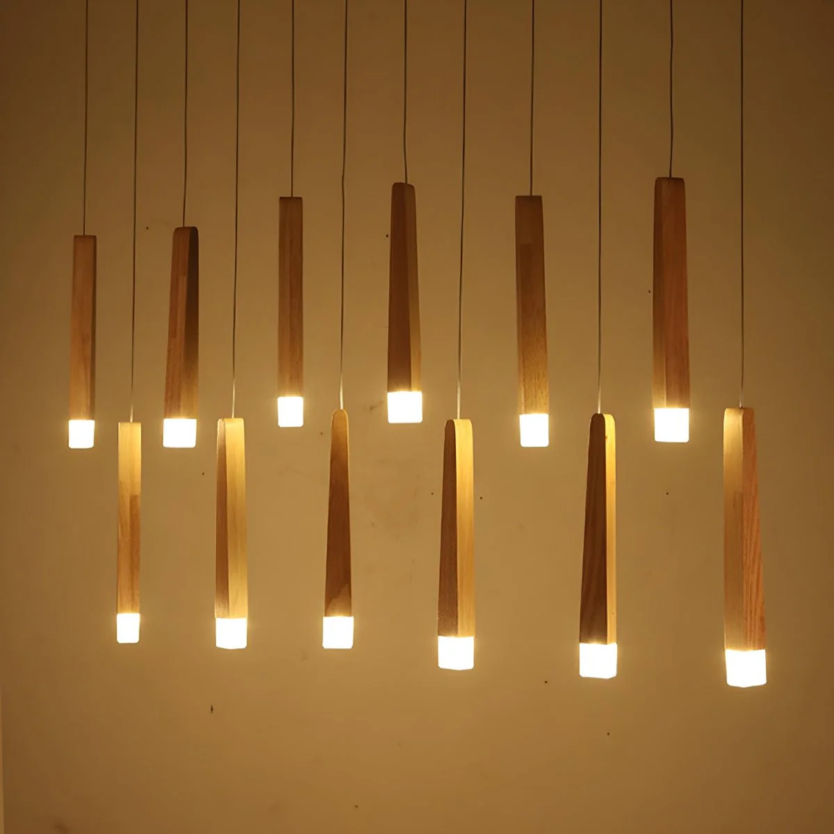 Modern Minimalist Wood Art Firewood Stick Pendant Lights - Image 6