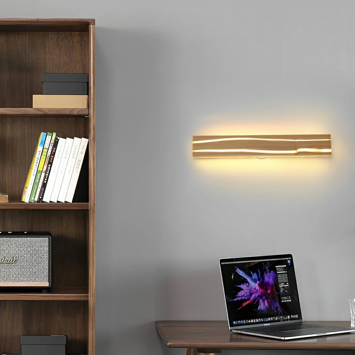 Modern Minimalist Wood Crazed Texture LED Long Strip Indoor Wall Sconce - Image 4