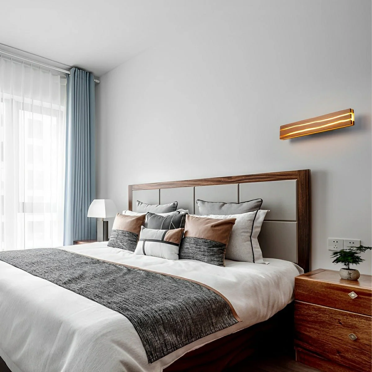 Modern Minimalist Wood Crazed Texture LED Long Strip Indoor Wall Sconce - Image 5