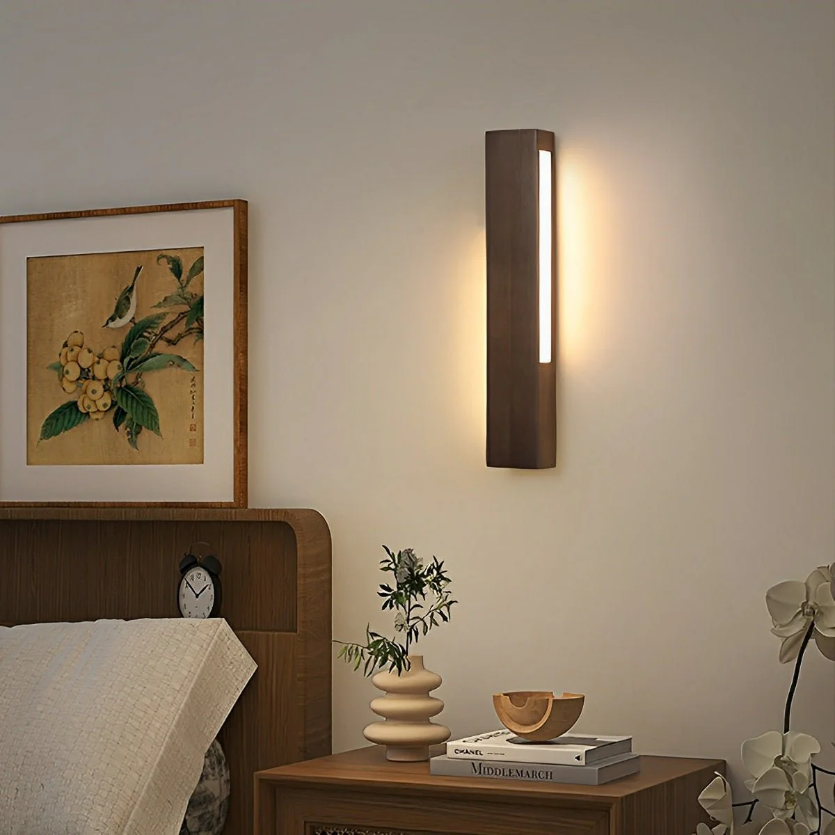 Modern Minimalist Wood Double-Sided Lighting LED Long Strip Indoor Wall Sconce - Image 3