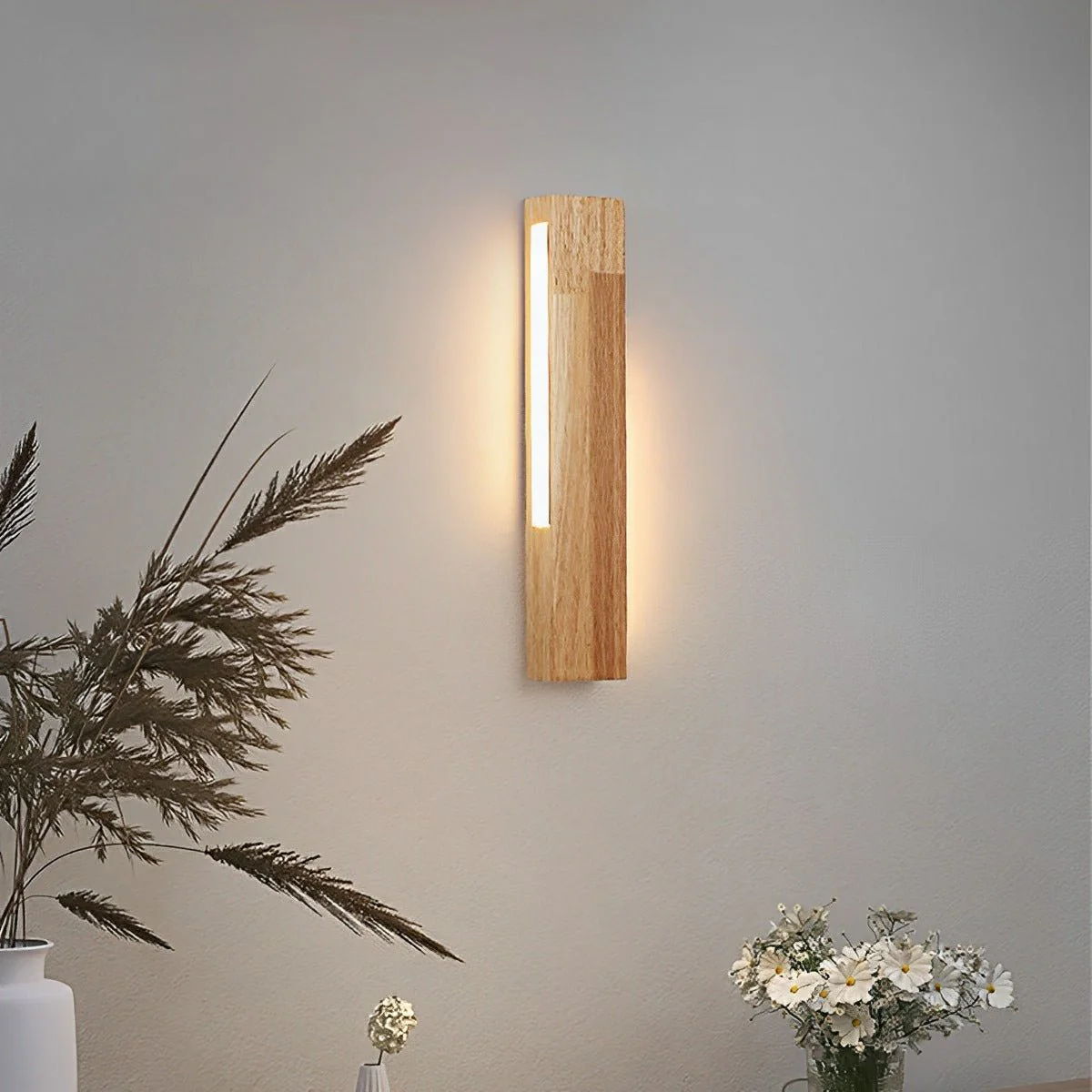 Modern Minimalist Wood Double-Sided Lighting LED Long Strip Indoor Wall Sconce - Image 4