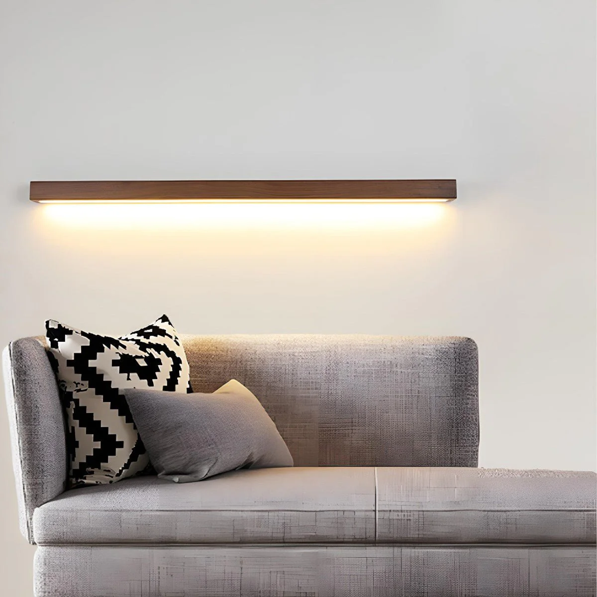 Modern Minimalist Wood Down LED Long Strip Indoor Wall Sconce - Image 6