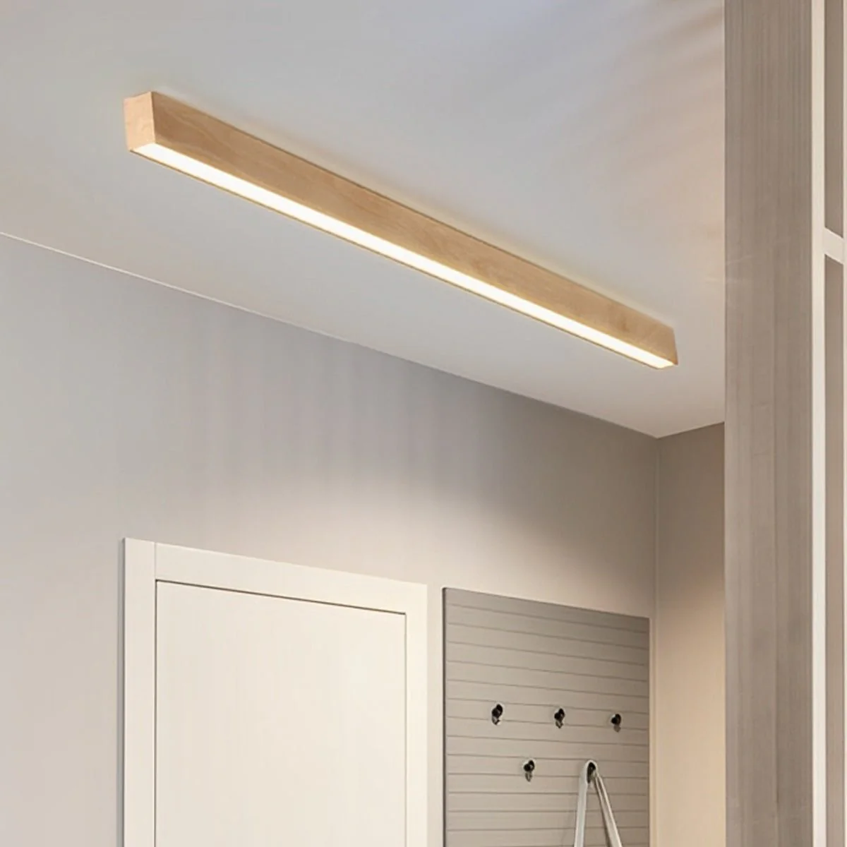 Modern Minimalist Wood Grain LED Long Strip Ceiling Light - Image 5