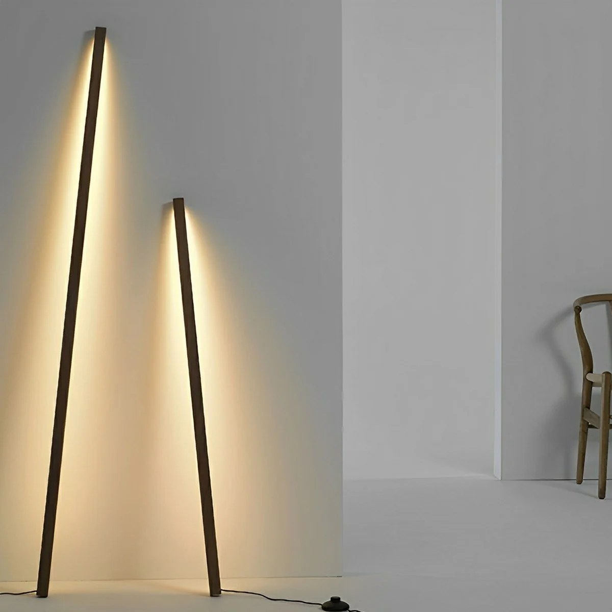 Modern Minimalist Wood Plug In LED Long Strip Floor Lamp - Image 3