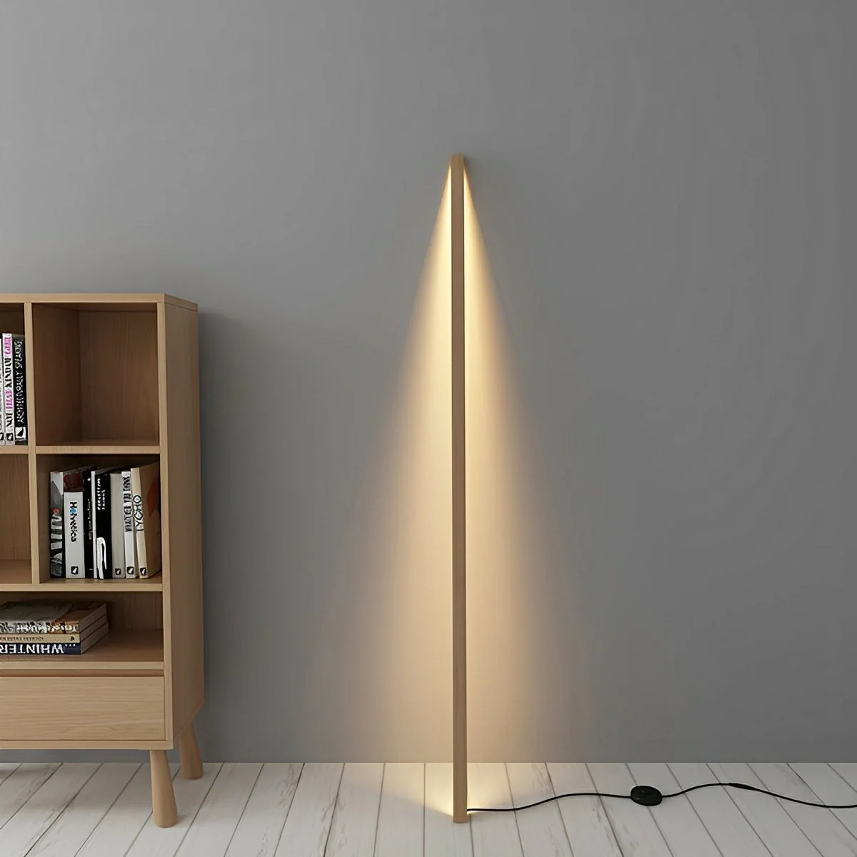 Modern Minimalist Wood Plug In LED Long Strip Floor Lamp - Image 4