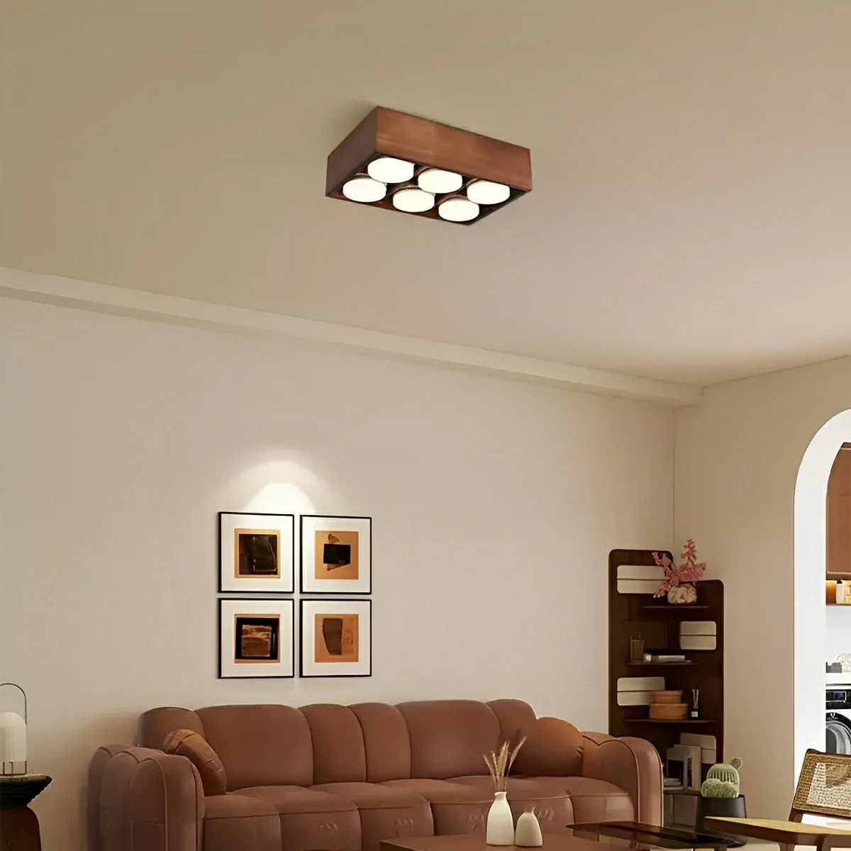 Modern Minimalist Wood Square LED Indoor Ceiling Spot Light - Image 13